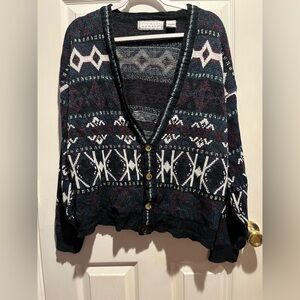 Michael Gerald Vintage Multicolored Patterned Cardigan Grandpa Sweater